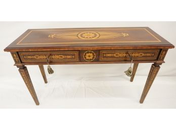 Louis XVI Style Library Table With Remarkable Inlay Marquetry
