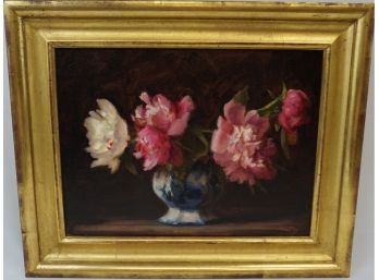 2009, Beautiful Floral Oil On Canvas By Anita Ingeborg Johnson, New England Artist 'Peonies'