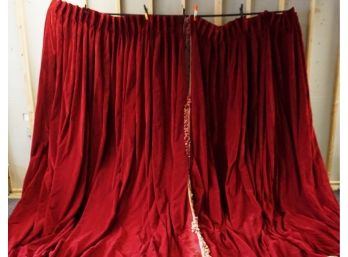 Impressive, Huge, Royal Red Velour, Custom Mansion Drapes (4 Panels) Lined