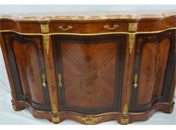 Elite, Louis XV Style Side Board, Server, Marble Top , Inlay, French