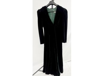 Vintage, Rich, Low Cut, Green Velour Dress By Victor Costa