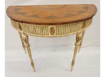 EJ VICTOR Louis XV Style Inlaid Demilune Console Table