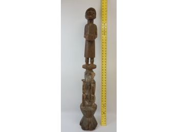 Nigerian Wood Carved Totem Statue 44' Tall