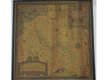 Linen, WAR MAP Of France And Britain By ERNEST CLEGG,  Antique