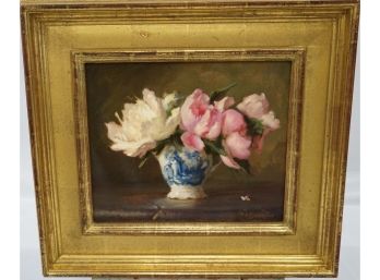2012, Beautiful Floral Oil On Canvas By Anita Ingeborg Johnson, New England Artist 'Peonies'