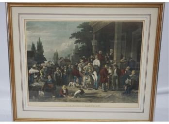 Large, Antique Engraving By John Sartain, ' The County Election'