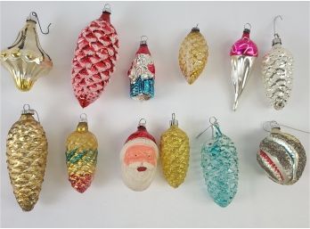 Lot Of Blown Glass Ornaments With Some Figural Santas