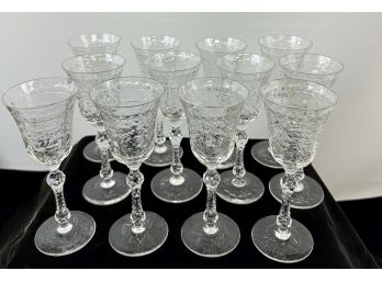 Antique, Lot Of 12, Fine, Crystal Stemware Glasses