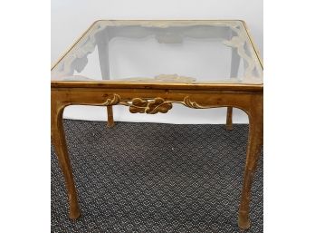 Fruit Wood And Glass Top Dining Table
