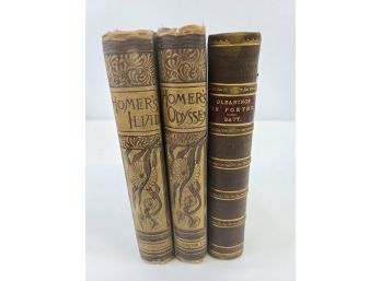3, Antique Books: Homer's Odyssey, Homer's Iliad & Gleanings In Poetry