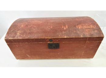 Antique, Old Red Paint Dome Top Trunk