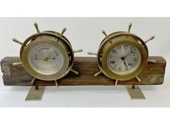 Seth Thomas Helmsman, 1892-1908 U.S.S. Yankee B. Mason, Historical Wood & Clock/barometer