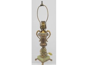 Small, Urn Style, Bronze & Jade Color Lamp