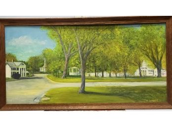 Oil On Board,  Town Scene By H. Lesage 13' X 25'