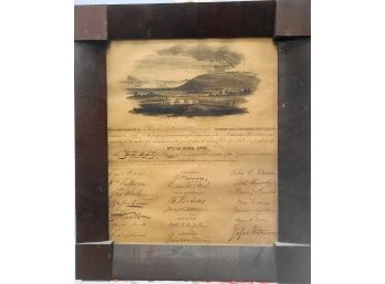 Framed, Bunker Hill Monument Association Signed Document 12' X 14.5'