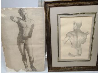 Lot Of Two Graphite Drawings -  One Is Signed, T. Kellogg Year 1898