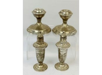 Sterling Silver Weighted Candle Holders & Salt & Peppers