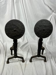Vintage Rare Cast Iron Fire Dogs Andirons