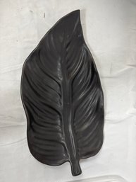 Broussard Large Black Leaf Decorative Accent Platter Dish Artist Signed