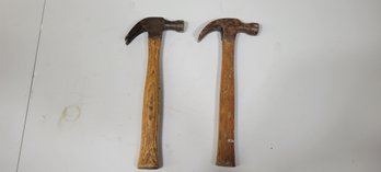 Lot Of Two Wooden Handle Claw Hammers