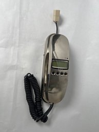 Vintage Radio Shack 43-3909 Telephone Metalic Silver Slimline Desk Wall Mount