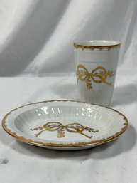 Vanity Set Japan Vintage Hand Painted Soap Dish & Cup