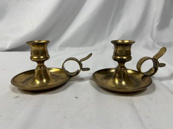 Pair Of Chamberstick Tapered Candle Holder