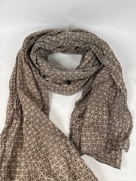 Halo And Swan Signature Hand Block-Printed Scarves Taupe-Gray 22' X 80'