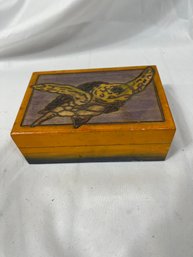 Vintage Wooden Jewelry Trinket Box Turtle By EWB
