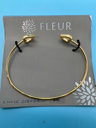 Fleur Cubic Zirconiz Plated Brass Goldtone Bracelet