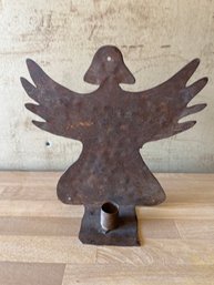 Vintage Rusty Metal Wall Candle Holder 8.5' Tall
