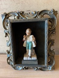 Vintage 3D Victorian Rococo Shadow Box Frame/Boy With Dog 8' X 10'