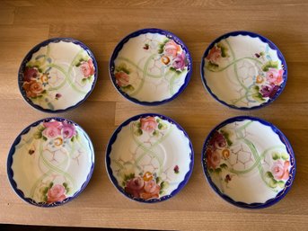 Lot Of 6 Nippon Hand Painted Saucers 5.5'