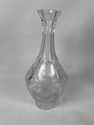 Clear Crystal Cut And Etched Design Decanter Carafe Or Vase 11.75'