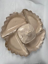Calif Orig 590 Relish Tray Covered Dish Mint Green Gold California Pottery RARE