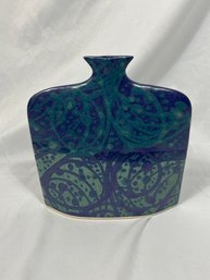 Bloom Signed Earth And Sky NC Art Pottery Vase Green & Blue