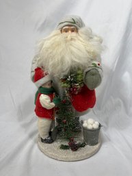 Vintage Winterland Santa Clause With Boy Figurine By Kirkland