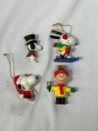 Group Of Four  Vintage Snoopy Dog Ornaments