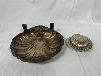 Vintage Shell Shaped Dish And Trinket Box Silver Plated?