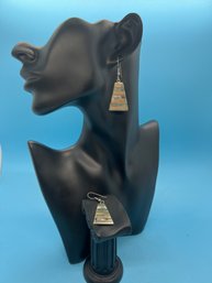 Alpaca Mexico Silver Dangle Earrings With Abalone 7.3g