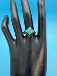 VTG Unusual Elegant Shube Dakota West Sterling Silver Turquoise Ring Sz 8.75