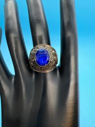 1976 Brien McMahon High School Silver ? Ring With Topaz