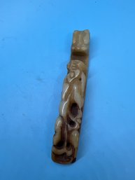 Antique Chinese Nephrite Or Serpentine Jade Dragon Belt Buckle / Hook 75.4g