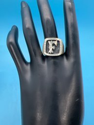 Vintage Silver Ring With Letter F Mexico