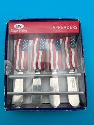 Flags Flying By Boston Warehouse Patriotic Spreaders Stars And Stripes Set Of 4