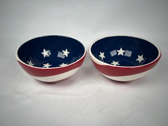 Sonoma American Patriotic Stars And Stripes Bowls 6' Set Of 2