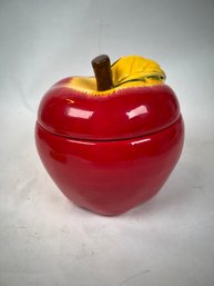 Vintage Ceramic Apple Canister W/ Lid Very Nice