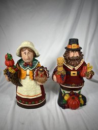 12' Pilgrim Couple Thanksgiving Statue Figurine Centerpiece Harvest Pilgrim