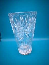 American Brilliant Period Cut Glass 9' Crystal Vase W/ Pinwheel Pattern