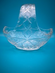 Vintage Hand Cut Crystal Basket Made In Poland, Excellent Condition